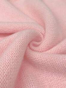 Women's Plus Size Autumn And Winter Daily Solid Color Simple Button Knitted Long-Sleeved Sweater Jacket Cardigan - Pink - View 5