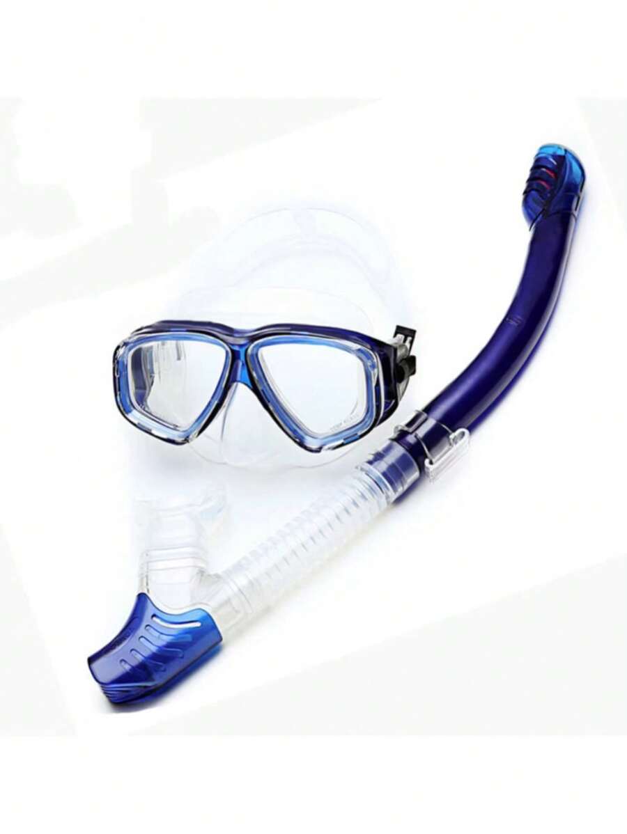 Adult WideFrame High Definition AntiFog Glass Silicone Diving Mask With Dry Top Snorkel Set