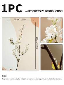 1 件，人造樱花，42.51 英寸，带 4 个分支，塑料人造植物，绿色人造植物，由不褪色的涤纶面料制成，现代简约风格 - 适用于家居装饰、花瓶、婚礼、派对、客厅、卧室、DIY 墙壁、办公桌填充。 - 多色 - 查看 15