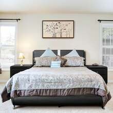 Carlton Platform Bed, Faux Leather, Low Profile - màu đen - Xem 5