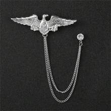 1 peça Broche em forma de ave de rapina feroz (morcego, lobo, águia) em estilo retrô dourado/prateado para terno masculino