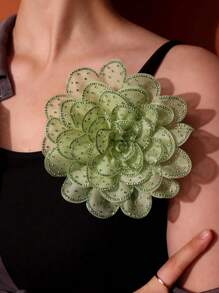 14 厘米夸张奢华多层 3D 面料大花胸针，带水钻，完美适合正式场合情人节情人节礼服配饰别针用于衣服包饰学校办公室配饰衬衫夹克珠宝圣诞节万圣节衣服别针有趣可爱的教师礼物 - 彩色 - 查看 6