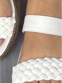 Sandalia Blanca Huarache Mujer Dama Comoda Romana De moda Suela Gruesa Tallas 22 a 27 (ESAI ROMANA B) - Blanco - Ver 2