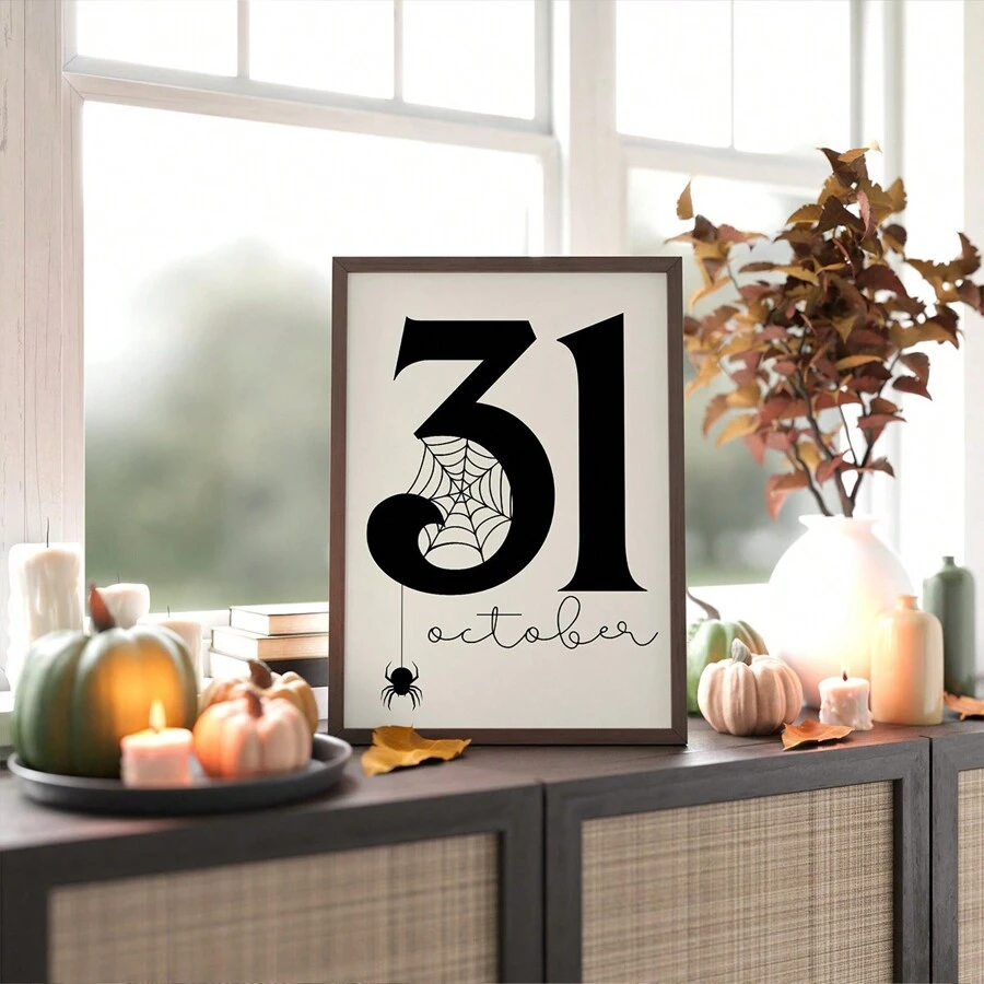 1pc October 31 Art | Wall Art | Sign | Haunted Wall Art | Printable | Printable Art | Canvas Art Decoration Home Decor Christmas Decorations Room Decor Christmas - Multicolor - View 1