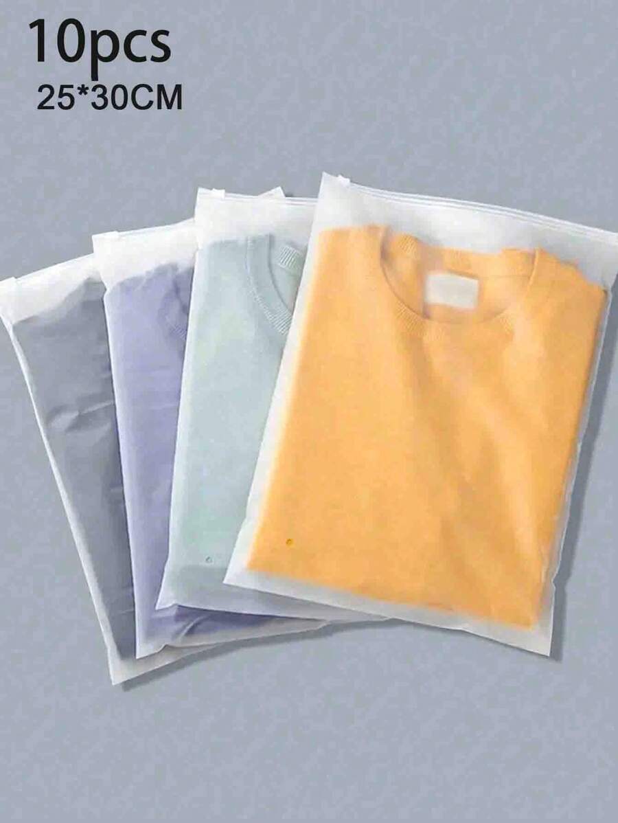 10pcs Travel Storage Bags - Durable Double-Sided Zipper, Safety Lock, Large Capacity Clothing Storage - Versatile Packing Bags, Thick Transparent Zipper Garment Bags, High-End Travel Storage Bags, Clothing Storage Bags, Underwear Self-Sealing Bags, Suitable For Home Travel, Business Trip, Item Storage, Daily Use