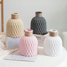 2 piezas Jarrones de plástico, minimalistas, modernos y creativos, de origami de cuerda, con patrón de ondas de agua, para decoración de sala de estar, mesa de comedor, jarrón seco, recipiente que no puede contener agua, decoración del hogar, jarrón de flores, centro de mesa, decoración de mesa - Multicolor - Ver 4