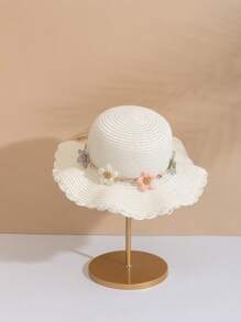 Toddler Girls Flower Decor Straw Hat