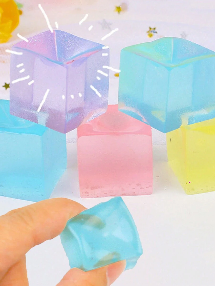 12 piezas de Mini cubos de hielo Squishy al azar, juguete lindo redondo en forma de pata de gato para aliviar el estrés y la ansiedad, son excelentes para fiestas creativas - Multicolor - Ver 1