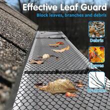 1-Pack Plastic Gutter Guard Mesh Roll 15cm X 300cm Rain Gutter Long Gutter Leaf Guards Leaf Guard-Stop Clogged Gutters-With 10 Clip Fixed Hooks.DIY Gutter Protection Prevent Gutter Drain Downspout Clogging - Black - View 3