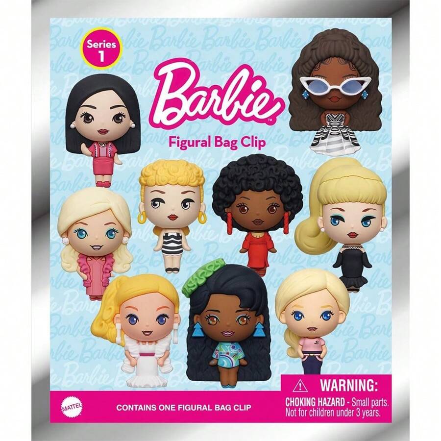 Barbie 1 件官方*3D 卡通动漫人物神秘散装袋夹钥匙扣随机一位超级明星或其他人物，可作为生日和周年纪念礼物送给朋友 - 粉色 - 查看 1