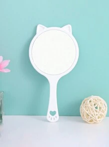 1 pezzo Specchio da trucco portatile creativo con maniglia a forma di orso e gatto, specchio regalo portatile stile coreano per ragazze per il dormitorio degli studenti specchio trucco, specchietti - Multicolore - Visualizzare 13