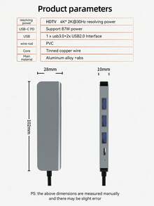 DANYCASE Hub USB C 5 en 1 con estación de acoplamiento 4K@30Hz, compatible con HDTV, USB 3.0, 2.0, carga PD87W para Huawei y Samsung - 5 en 1 - Ver 9