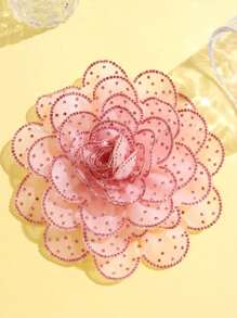 14 厘米夸张奢华多层 3D 面料大花胸针，带水钻，完美适合正式场合情人节情人节礼服配饰别针用于衣服包饰学校办公室配饰衬衫夹克珠宝圣诞节万圣节衣服别针有趣可爱的教师礼物 - 彩色 - 查看 17