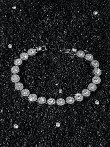 1 pieza Pulsera de cadena de eslabones clásica estilo Hip-Hop de anchura de 8mm con diamantes redondos para hombre, regalo para novio, pulsera de cadena de empalme de diamantes redondos única - Estilo A - Ver 2