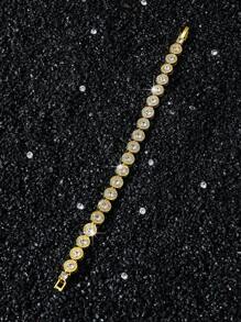 1 pieza Pulsera de cadena de eslabones clásica estilo Hip-Hop de anchura de 8mm con diamantes redondos para hombre, regalo para novio, pulsera de cadena de empalme de diamantes redondos única - Estilo A - Ver 5