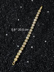 1 pieza Pulsera de cadena de eslabones clásica estilo Hip-Hop de anchura de 8mm con diamantes redondos para hombre, regalo para novio, pulsera de cadena de empalme de diamantes redondos única - Estilo A - Ver 4