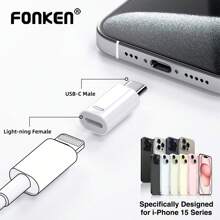 1PC Trắng cho Bộ chuyển đổi đầu cái IOS sang đầu đực Type C Đầu nối đồng bộ dữ liệu Bộ chuyển đổi sạc nhanh PD hợp kim nhôm cho IPhone15/Plus/Pro/Pro Max - trắng - Xem 2