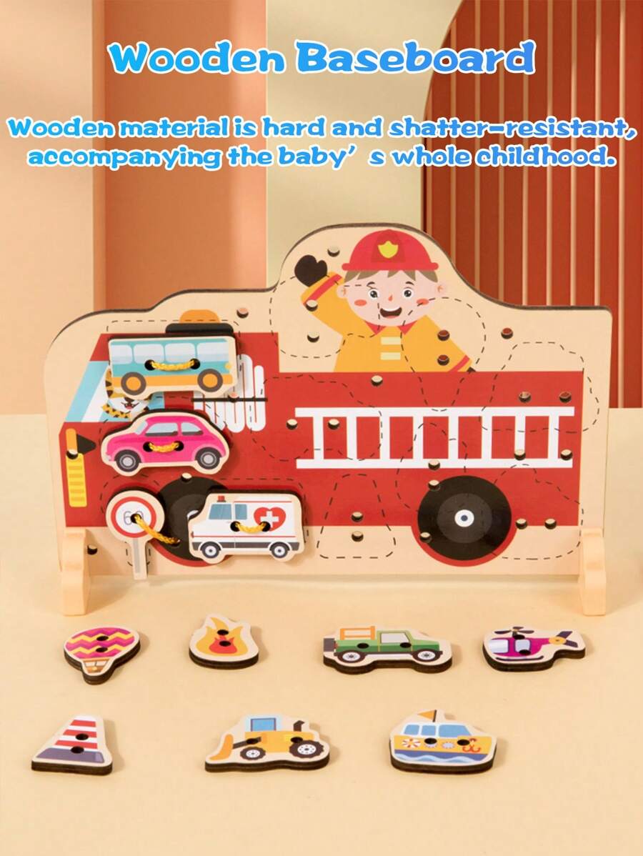 Montessori Educational Wooden Lacing Beads Toys For Toddler 3 4 5 Year