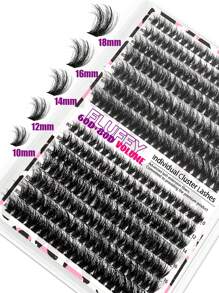 280piezas Grupos de pestañas individuales y esponjosas con mezcla de 2 estilos 60D + 80D D Curl de 10-18mm para crear una apariencia natural, súper suaves y densas. Pestañas postizas individuales y reutilizables extra gruesas, ideales para principiantes en casa, en el camino, para el uso diario, fiestas, festivales de música y Halloween.