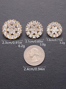 5入組空心花形鑲嵌鑽石金屬紐扣，適用於女式外套、毛衣、襯衫、帽子和鞋子的多功能裝飾 - 白色 - 查看 20