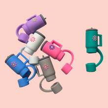 10mm/0.39 Inch Straw Covers Cap, Compatible With 30&40 Oz Tumbler, Cute Silicone Straw Covers, Dustproof Straw Protectors, Soft Silicone Straw Lids, Reusable Straw Sleeve For 10mm Straws - Multicolor - View 4