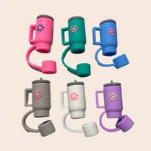 10mm/0.39 Inch Straw Covers Cap, Compatible With 30&40 Oz Tumbler, Cute Silicone Straw Covers, Dustproof Straw Protectors, Soft Silicone Straw Lids, Reusable Straw Sleeve For 10mm Straws - Multicolor - View 3