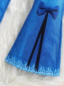 Young Girl Funny Print Warm Lined Sportswear And Flared Pants Set