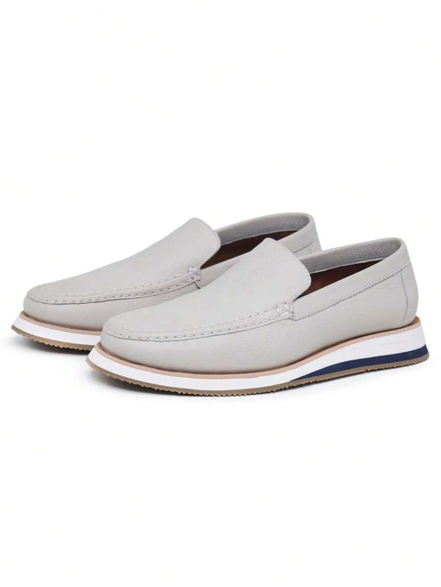 Men's Moccasin Exclusive Modeling Leather Cooper - Xám - Xem 1