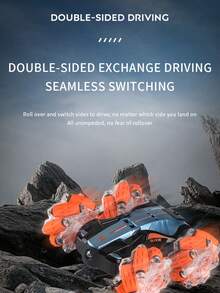 New 2.4G Remote Control Stunt Car Toy, Double-Sided Driving With Music & Lights, Random Color For Accessories - Multicolor - View 3