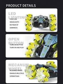 New 2.4G Remote Control Stunt Car Toy, Double-Sided Driving With Music & Lights, Random Color For Accessories - Multicolor - View 8