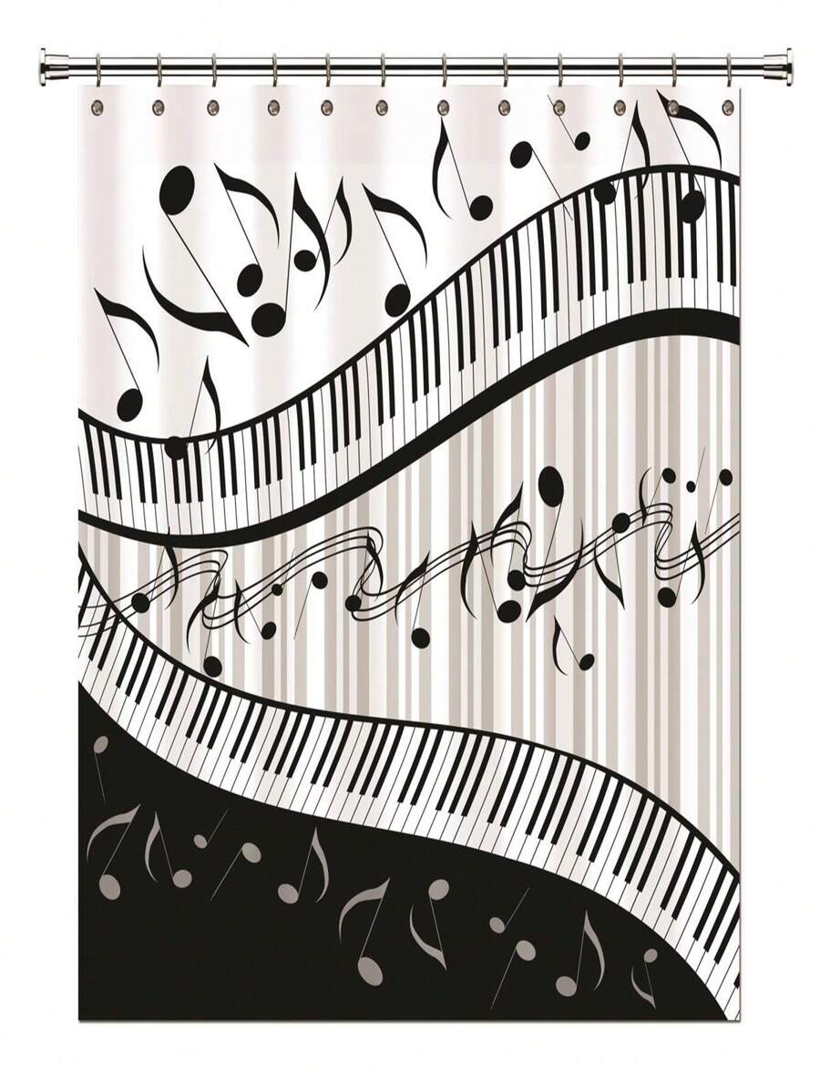 Borders Unlimited 70500 Music Shower Curtain, Black & Grey - Grey - View 1