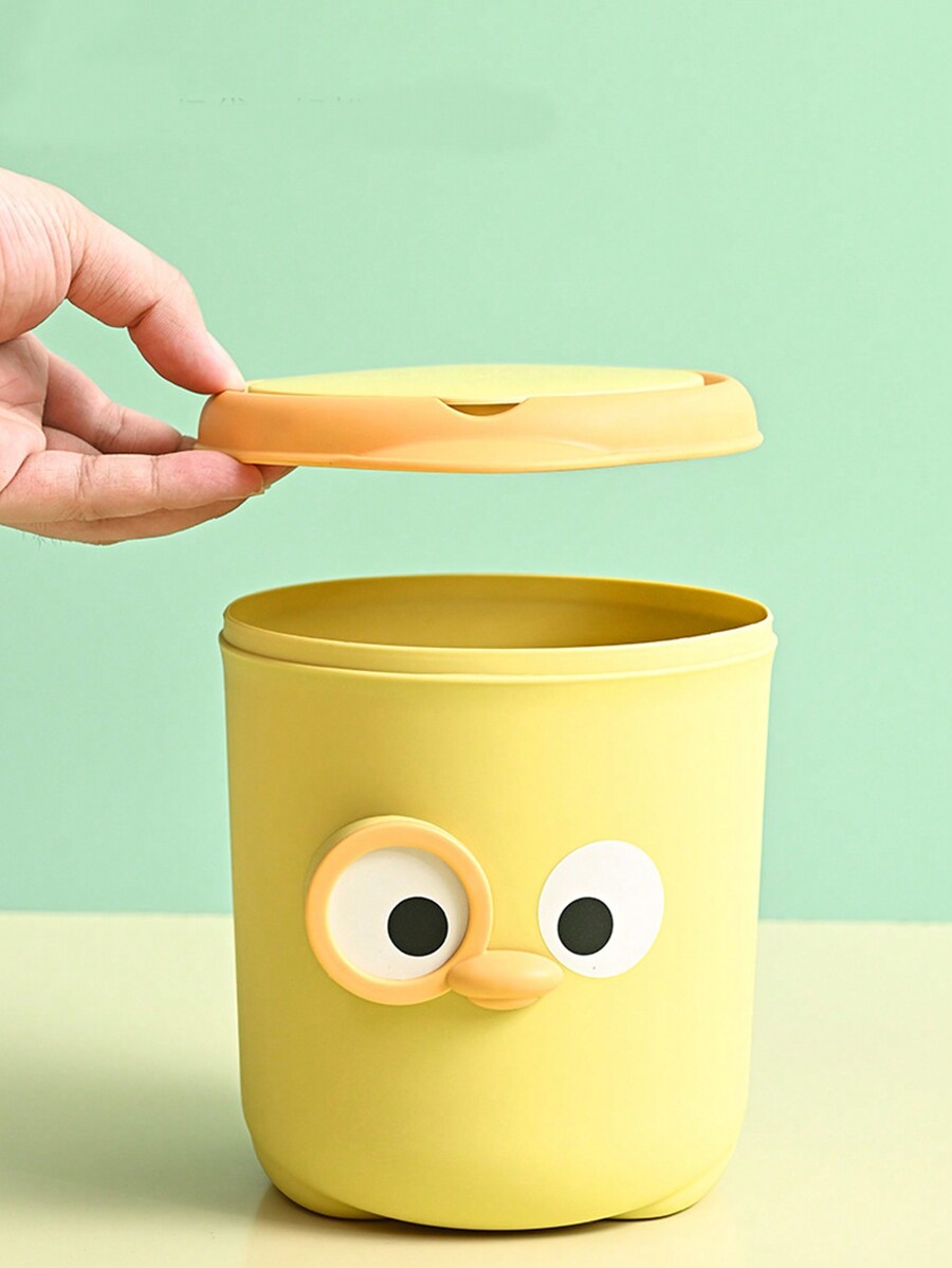 Mini cute desktop trash can with lid cartoon storage bin for bedroom