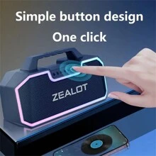 ZEALOT Haut-parleur sans fil ZEALOT S57 80W, haut-parleur de sous-grave portable extérieur, double dock, batterie 14400mAh, power bank, autonomie de lecture de 36 heures, son stéréo fort, basse choquante. Câble de charge, peut être connecté au téléphone portable / tablette / TV. Convient pour la maison, la voiture, l'extérieur, le camping