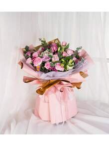 20 Hojas De Papel Coreano Para Ramos Bouquet Floral Bicolor, floral impermeable doble cara bicolor para manualidades envoltura de flores decoración fiesta papel premium para ramos bouquet ornamentos de mesa eventos - Rosa - Ver 8