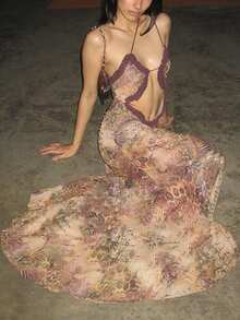 Váy yếm hở lưng hở vai in hoa gợi cảm hở lưng dây mảnh cho nữ - Màu tím - Xem 3