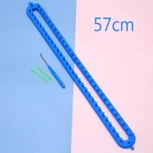 1 طقم منضدة نسج مستطيلة مع 1 إبرة كروشيه وإبرة بلاستيكية ، طقم أدوات نسج مناسب لصنع الأوشحة والقبعات والأوشحة للهواة (جميع ألوان المنتج وكميات الملحقات وما إذا كانت الأسنان مثبتة عشوائية)