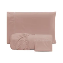 3-Piece Double Sheet Set Micro Percale 300 Thread Count Extra Soft Unmissable Bed - Ros - 淺粉色 - 查看 2