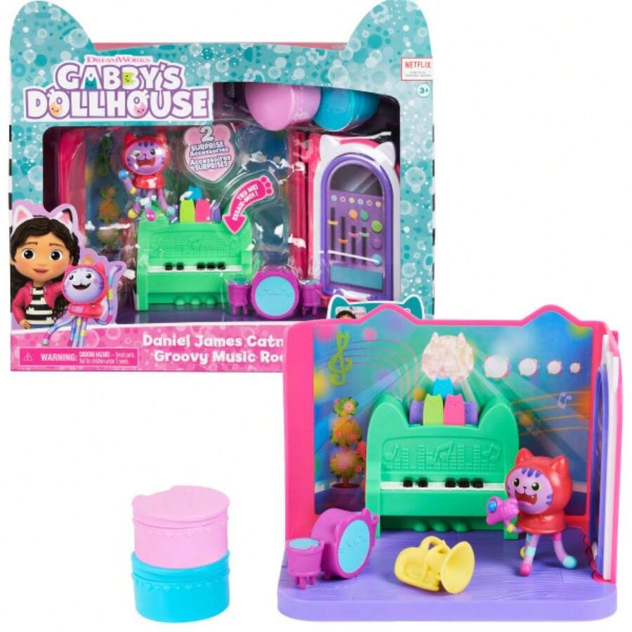 Spin Master LA CASA DE MUÑECAS DE GABBY -LA SALA DE MÚSICA- La Sala de Música de La Casa de Muñecas de Gabby con 1 Figura de DJ Capucha, 2 Accesorios, 2 Caja Sorpresa y 2 Muebles - Juguetes Niños 3 Años + - ✅ Entrega 48/72h - Multicolor - Ver 1
