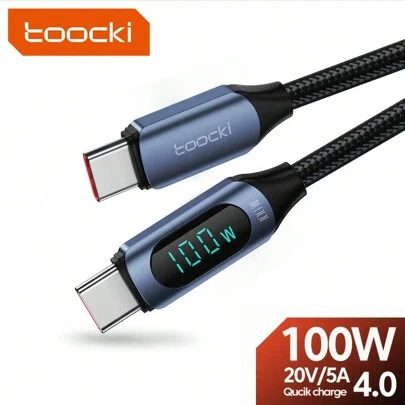Toocki Type C To Type C Cable 100W PD Fast Charging Charger USB C To USB C Display Cable For POCO F3 Realme IPad Compatible With Apple Laptop