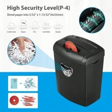 High Security Level P-4, Black Electric Shredder, 14 Cross-Cut, With 6.6 Gallon (About 17.6 L) Basket, 3-Mode Design Shredder Card/ CD/ Staple/ Clip, Heavy Duty Shredder, Office Anti-Clogging System - US A Type Plug(110-127V) - View 2