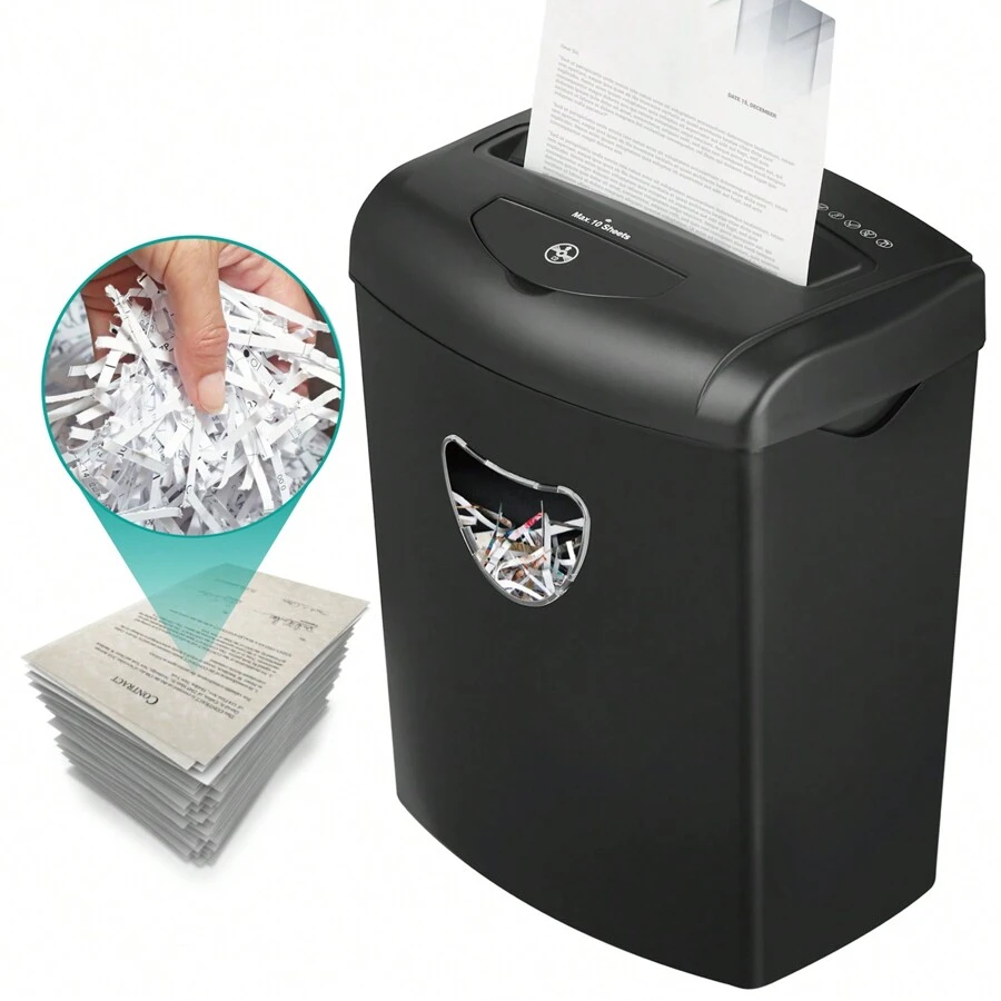 High Security Level P-4, Black Electric Shredder, 14 Cross-Cut, With 6.6 Gallon (About 17.6 L) Basket, 3-Mode Design Shredder Card/ CD/ Staple/ Clip, Heavy Duty Shredder, Office Anti-Clogging System - US A Type Plug(110-127V) - View 1