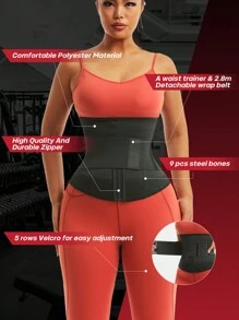 larrycard 1入組2合1腰部塑身帶褲型束腰背心平腹束裝，前方拉鍊式