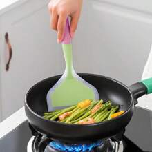 1PC Cooking Spatula Silicone Jade Burning Spatula Silicone Wide Frying Spatula Jade Burning Spatula Kitchen Utensils Silicone Spatula - Baby Pink - View 7