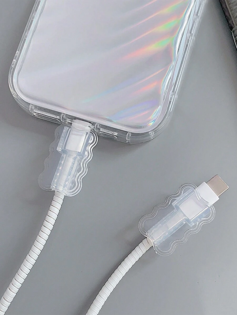 Anti-Break And Anti-Open Glue Transparent Data Cable Protector Charger Protector - Clear - View 1