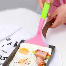 1PC Cooking Spatula Silicone Jade Burning Spatula Silicone Wide Frying Spatula Jade Burning Spatula Kitchen Utensils Silicone Spatula - Baby Pink - View 5