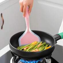 1PC Cooking Spatula Silicone Jade Burning Spatula Silicone Wide Frying Spatula Jade Burning Spatula Kitchen Utensils Silicone Spatula - Baby Pink - View 1