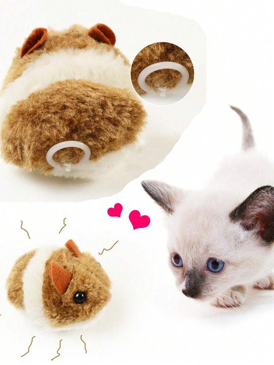 2pcs Random Color Cat Toys, Pull String Vibration Plush Fake Mouse