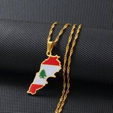 1 pieza Collar con colgantes del mapa del  con bandera, joyería con cadenas de mapas - Multicolor - Ver 8
