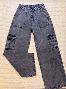 Women Jeans - 灰色 - 查看 1