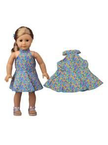 1pc Doll Clothes Set For 18-Inch American Dolls, Doll Princess Dress, Doll Tulle Skirt, Doll Floral Dress, Doll Sleeveless Dress, Fashion Doll Accessories Gift For Girls' Dolls' Birthday, Holiday, And Toys